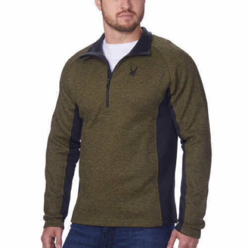 Spyder Half Zip Mid Weight Sweater Olive Green/black Size Medium